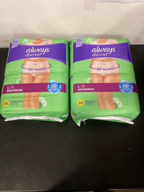 Photo 3 of Always Discreet Adult Incontinence & Postpartum Underwear For Women, Classic Cut, Size Large, Maximum Absorbency, Disposable, 17 Count