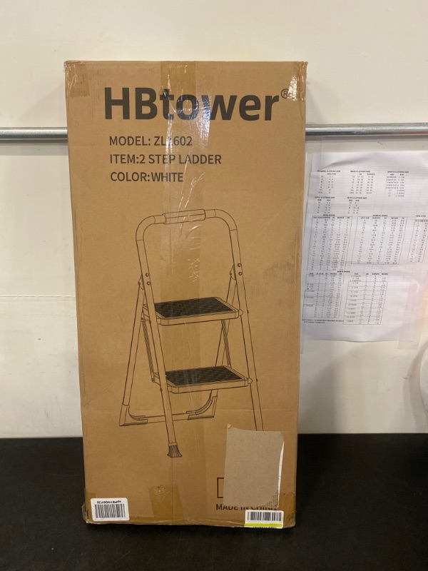 Photo 1 of 2 Step Ladder, Lightweight Folding Step Stools for Adults with Anti-Slip Pedal, Portable Sturdy Steel Ladder with Handrails, Perfect for Kitchen & Household, 330 lbs Capacity, White