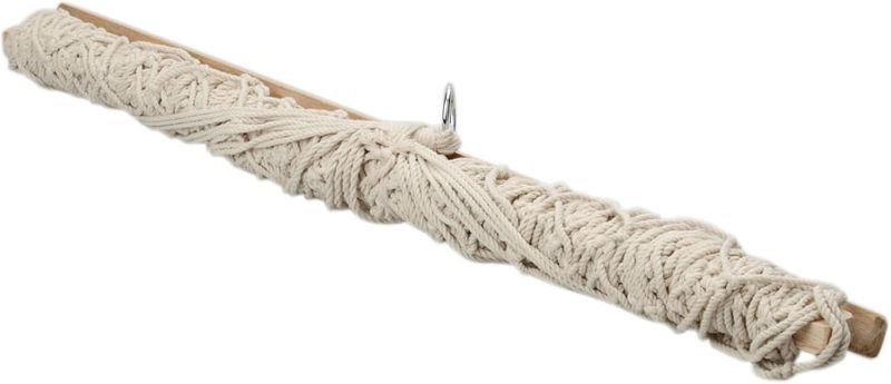 Photo 2 of Wood Pole Cotton Rope Hammock Bed with Rope White Tool Outdoor Activities