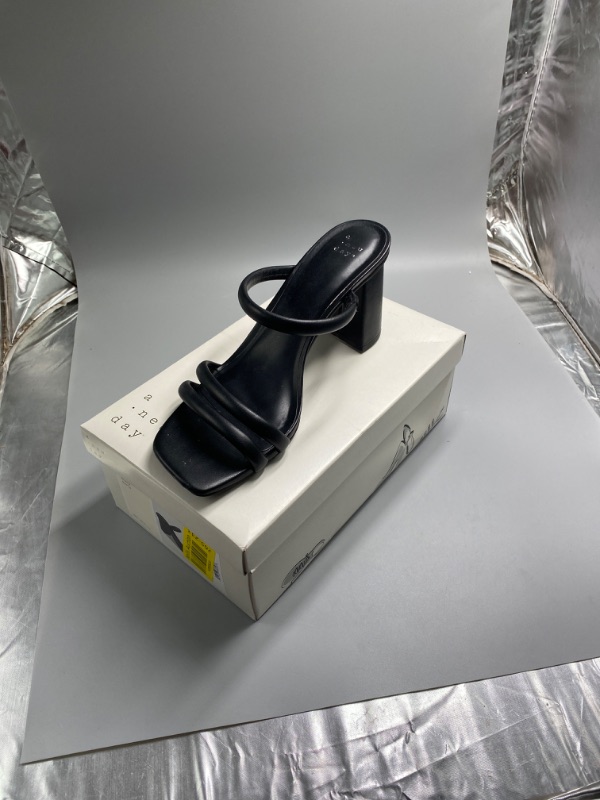 Photo 1 of A New Day black "stacy" mule strappy block heels/ sandals size 9 1/2