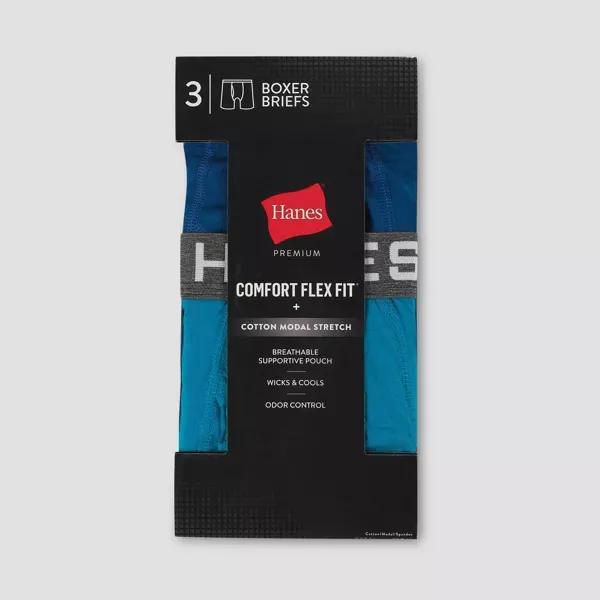 Photo 2 of (M) Hanes Premium Men's Comfort Flex Fit Boxer Briefs 3pk - Blue