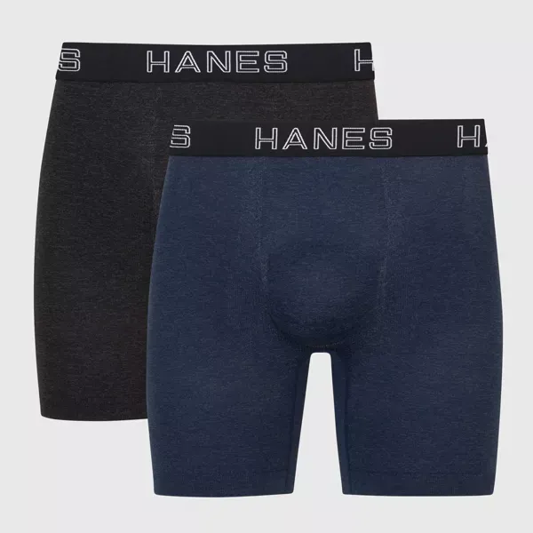 Photo 1 of (L) Hanes Premium Men's Seamless Boxer Briefs 2pk - Heathered Gray