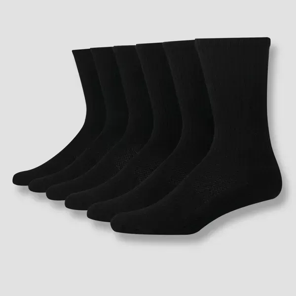 Photo 1 of Size 6-12 Men's Hanes Premium Performance Cushioned Crew Socks 6pk