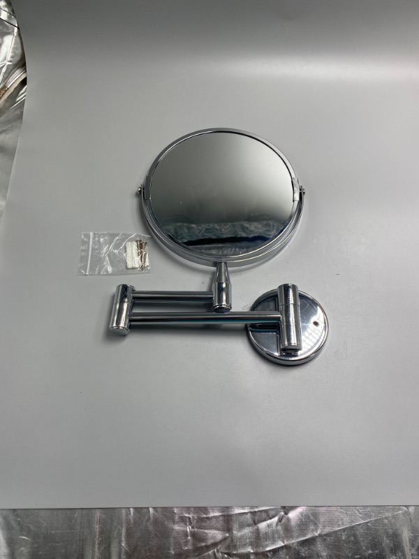 Photo 4 of Wall Mount Magnifying Mirror 5X Magnification Double Sided Wall Mirror Illuminated LED Wall Makeup Mirror Convenient Switch Button 360° Swivel and Extendable for Bathroom