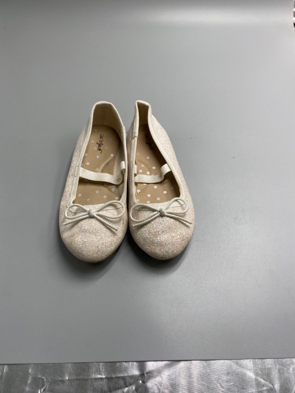 Photo 1 of S 10 Cat & Jack Toddler Girls’ Glitter Off White Ballet Flats Shoes 