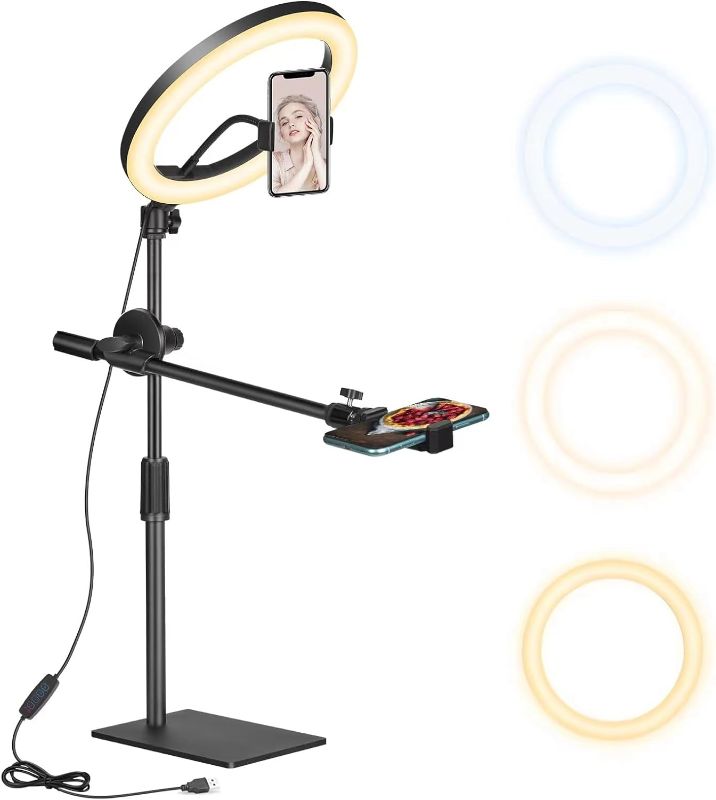 Photo 1 of Desk Ring Light with Stand and Phone Holder, Selfie Ring Light for Laptop, Perfect for photos, Live Streaming, Video Recording, Makeup, and Zoom Meetings