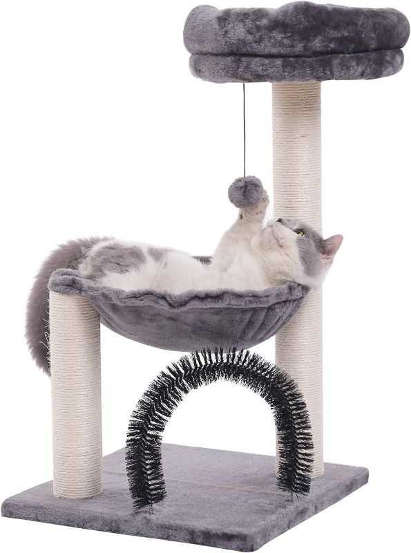 Photo 1 of HOOPET cat Tree,27.8 INCHES Tower for Indoor Cats, Multi-Level Cat Tree with Scratching Posts Plush Basket & Perch Play Rest, Activity Dangling Ball Kittens/Small Cats