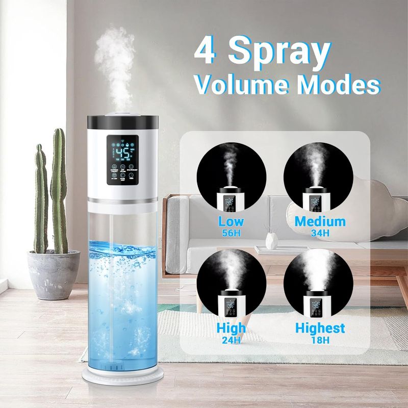 Photo 2 of Humidifiers for Bedroom Large Room with Clear Tank, 7-Color Ambient Light,8L 2.1Gal 36dB Ultrasonic Cool Mist Humidifiers with Humidistat, Essential Oil Tray for Home Bedroom Office