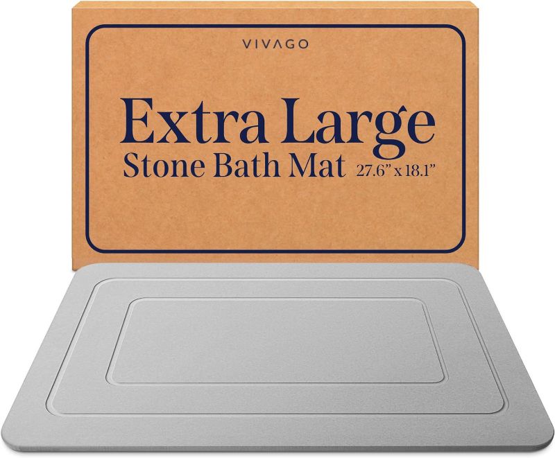 Photo 1 of Diatomite Stone Bath Mat Large for Bathroom (27.6" x 18.1") - Quick Drying Diatomaceous Earth Bath Mat Stone Super Absorbent Floor Mat - Non Slip Fast Dry Bath Stone Mat for Bathroom Shower