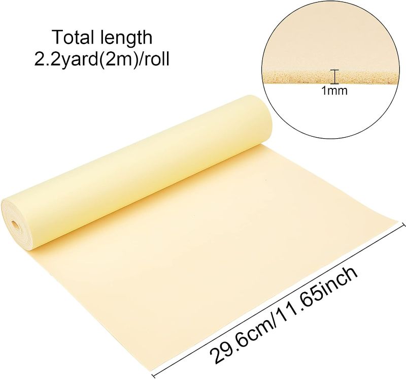 Photo 2 of BENECREAT 1mm Thick Light Yellow Self-Adhesive EVA Foam Roll 78.7x11.8 Inch for Furniture Protecting, Gap Filling, Costumes and Other Craft Project