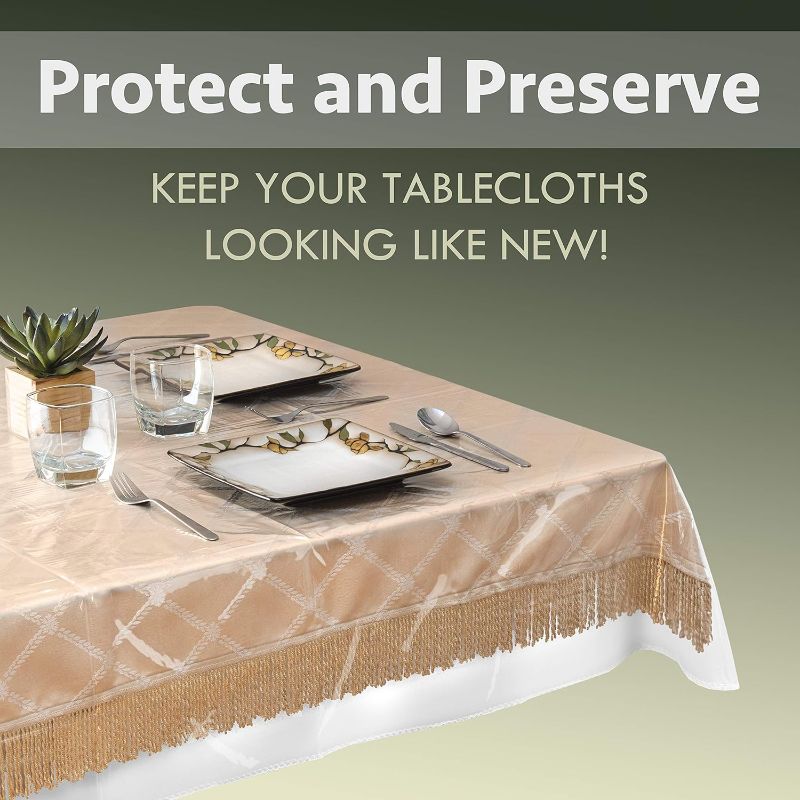 Photo 2 of Elaine Karen Clear Plastic Tablecloth 100% Waterproof Table Protector Crystal Clear Plastic Cover for Dining Table Heavy Duty Vinyl, 54" x 72" Rectangle