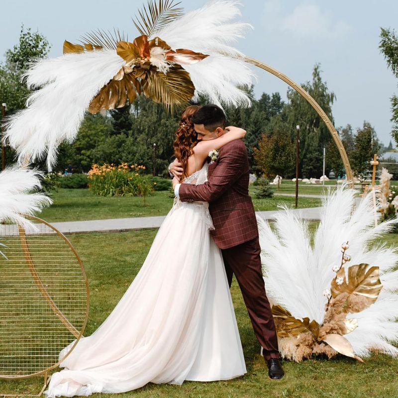 Photo 1 of 35" Faux Pampas Grass Decor, 8pcs Large Tall Fluffy Artificial Pompous Grass Branches Floral Pampass Grass Bulrush Floor Vase Filler Flower Arrangement for Home Wedding Boho Decor-White