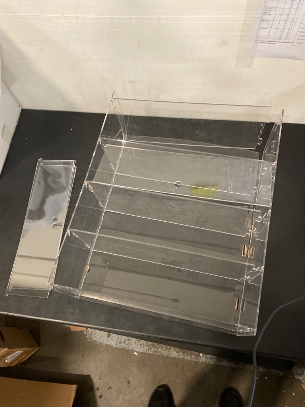 Photo 1 of Acrylic Display Case 4 Tier Bakery Pastry Display Case Commercial Countertop Bakery Display Case Clear Dustproof Protection Display Storage Box for Donut Bagels Cake Cookie
