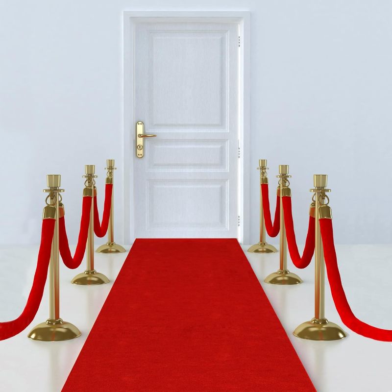 Photo 2 of Aisle Runners Wedding Accessories 2mm Red Aisle Runner Carpet Rugs for Step and Repeat display, Ceremony Parties and Events Indoor or Outdoor Decoration 24 Inch wide x 15 feet long