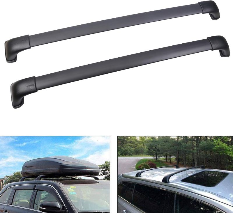 Photo 2 of Aluminum Roof Rack Cross bars Replacement for HIGHLANDER XLE Limited & SE 2014-2019,Black Rooftop Luggage Crossbars