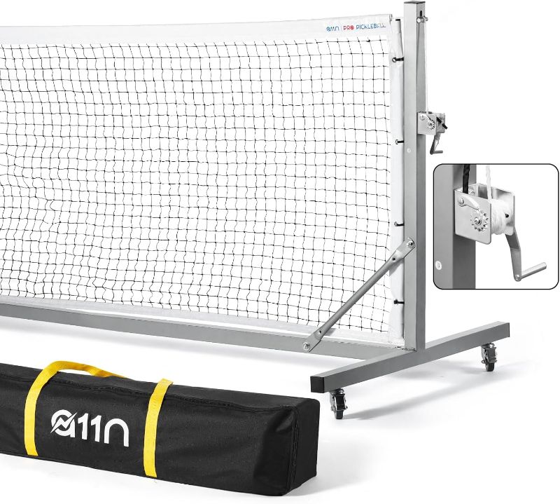 Photo 1 of A11N Pro Pickleball Net with Wheels and Hand Winch, Tournament Regulation Size, Anti-Sag Design, Perfect for Outdoor Court & Indoor Gym Floor