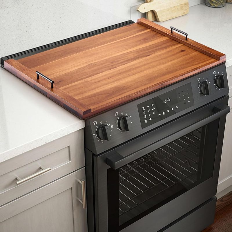 Photo 1 of Acacia Stove Top Covers for Electric Stove - Noodle Board for Gas Stovetop - Stove Top Covers for Gas Burners - Wooden Kitchen Sink Cover for Counter Space & Decorative Tray (Acacia Wood)