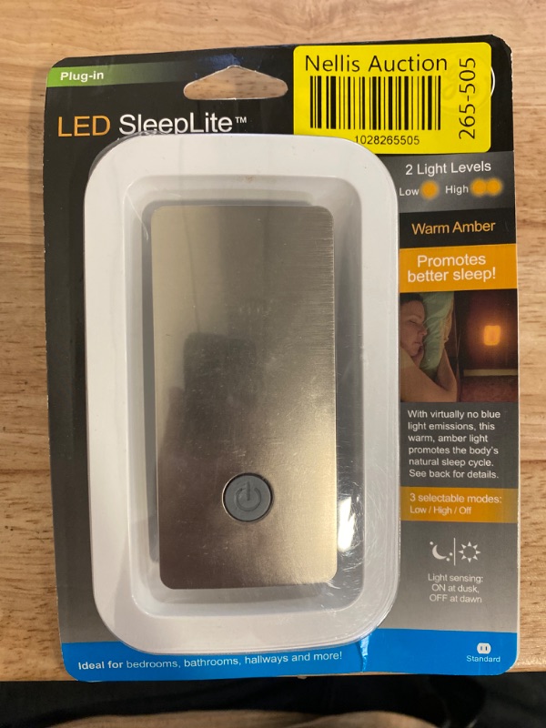 Photo 2 of GE SleepLite Amber LED Night Light, Dusk to Dawn, Brushed Nickel