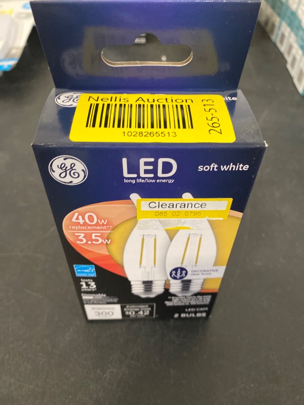 Photo 2 of GE LED Decorative Light Bulbs, 40 Watts Replacement, Soft White, Small Base (2 Pack)