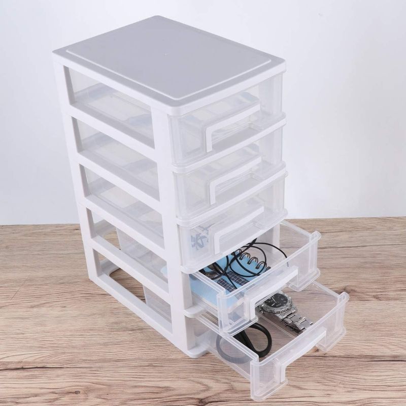 Photo 2 of PATKAW Plastic Storage Bins Five-layer Organizer Drawers 1PC 31.4x21.1x15.2cm Drawer Type Storage Cabinet Plastic Storage Drawers 5 Drawer Plastic Storage~White Plastic Drawers