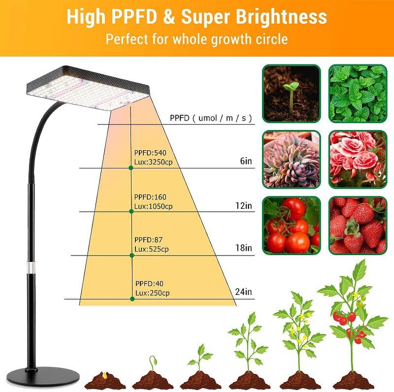 Photo 2 of FECiDA Desk Grow Lights for Indoor Plants, Table Top Grow Light UV-IR Full Spectrum, 2000 Lumen LED Bonsai Houseplant Growing Lamp with On/Off Switch, 16"-24" Height Adjustable