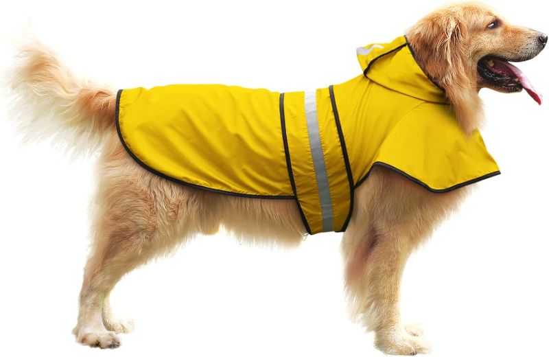 Photo 2 of HDE Dog Raincoat Hooded Slicker Poncho for Small to X-Large Dogs and Puppies Yellow - L