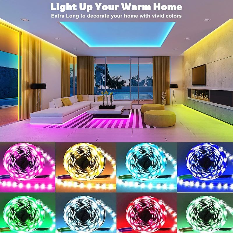 Photo 2 of 100ft Led Lights for Bedroom(2 rolls of 50ft), Smart RGB Led Strip Lights with 44-Key Remote & APP Control Music Sync with Color Changing for Home Party Festival Decoration