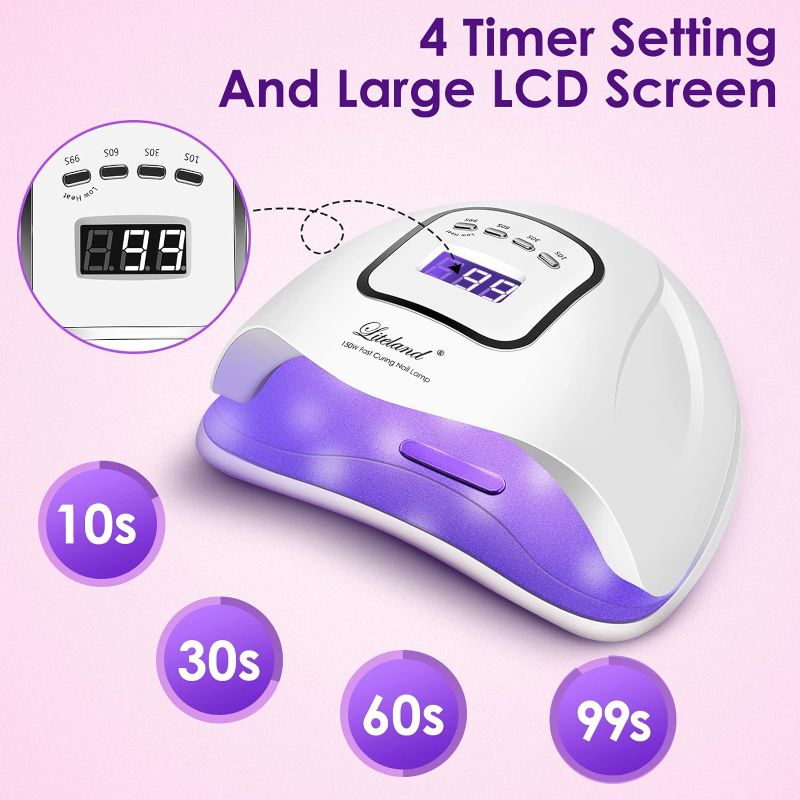 Photo 1 of UV Gel Nail Lamp,150W UV Nail Dryer LED Light for Gel Polish-4 Timers Professional Nail Art Accessories,Curing Gel Toe Nails