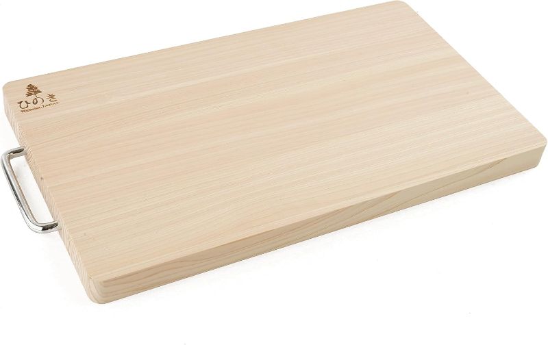 Photo 1 of Hinoki Wood Reversible Cutting Board with Metal Handle(17.3x9.8x1.05 RM_Large)