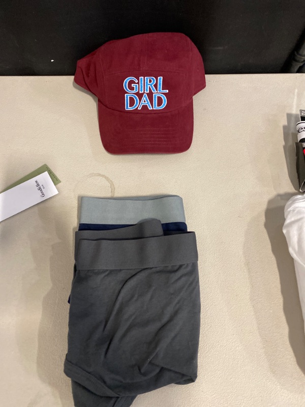 Photo 3 of Miscellaneous Men's Clothing, Boxer Briefs 1 Medium and 2 XL, 1 Medium white shirt V-neck, 1 XXL white t shirt, 1 SnapBack “Girl Dad” hat