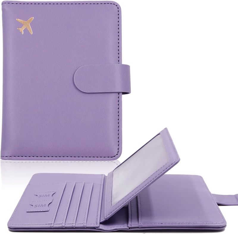 Photo 1 of Melsbrinna Passport Holder,Passport Holder Card Slots,Cute Passport cover for Women/Men,Waterproof Rfid Blocking Travel Wallet (Lavender)