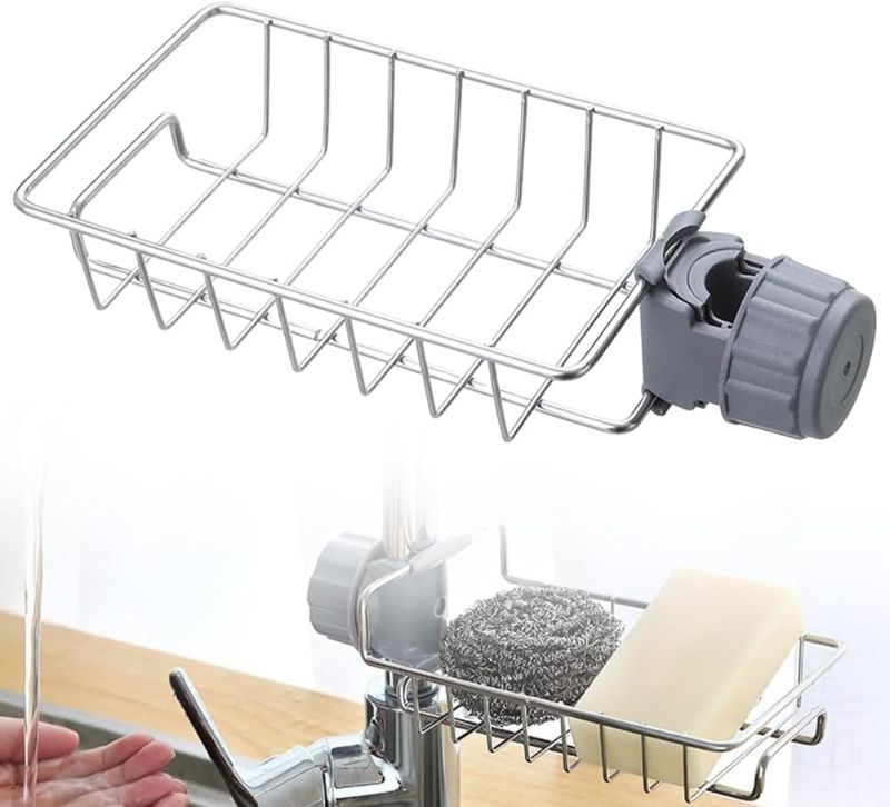 Photo 1 of Stainless Steel Faucet Rack, 2024 Upgraded Sponge Holder for Kitchen Sink, Kitchen Caddy Sink Organizer