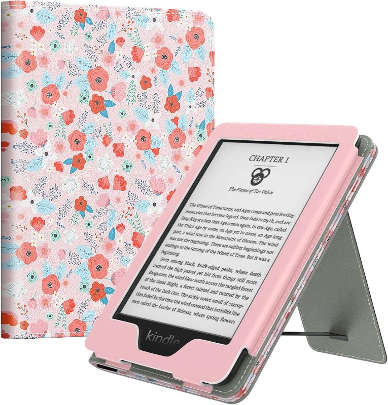 Photo 1 of MoKo Case Fits All-new 6" Kindle(11th Generation, 2022 Release)/Kindle(10th Gen,2019)/Kindle(8th Gen, 2016), Ultra Lightweight PU Shell Cover with Auto Wake/Sleep for Kindle 2022, Spring Pink