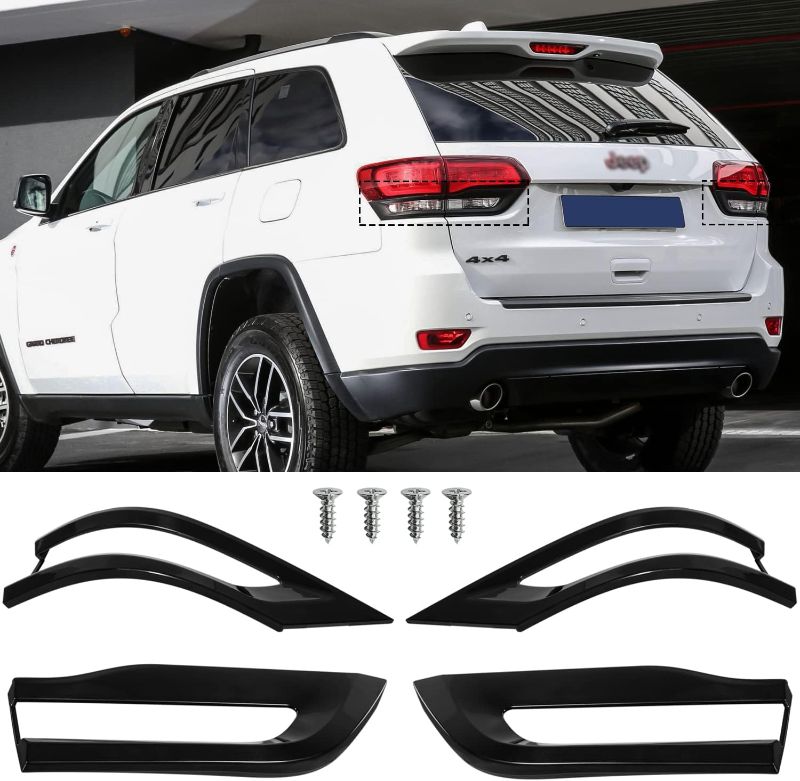 Photo 1 of Tail Light Lamp Cover Trim Bezel Glossy Cover Trim Exterior Accessories for Jeep Grand Cherokee 2014-2020 Replacement for 68220968AA 68220970AA 68219812AA 68219813AA(Black)