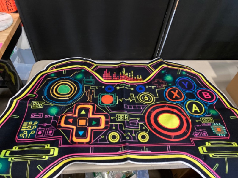 Photo 3 of Gaming Rug Teen Boys Carpet Glow in The Blacklight Gamer Rug for Boys Room Playroom Non-Slip Area Rug Kids Boys Girls Game Room Casual Mat (60"x39")