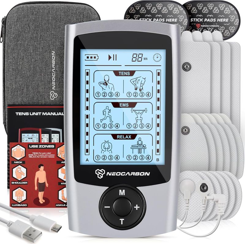 Photo 1 of TENS Unit Muscle Stimulator, EMS Massager Machine for Shoulder, Neck, Sciatica and Back Pain Relief, Electronic Pulse Massage Physical Therapy, Silver