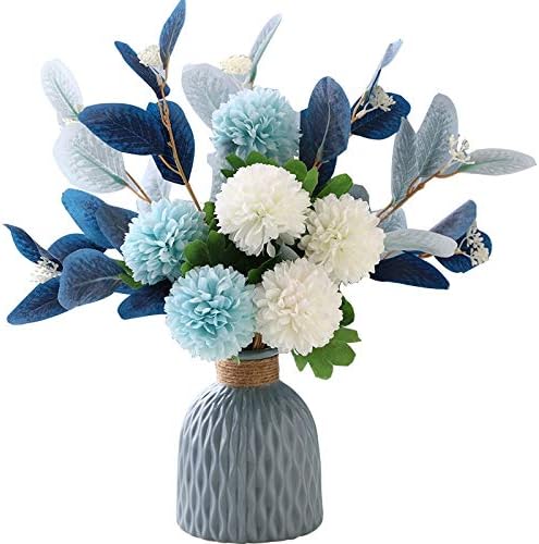 Photo 1 of Artificial Flowers with Vase Faux Hydrangea Flower Arrangements for Home Garden Party Wedding Decoration