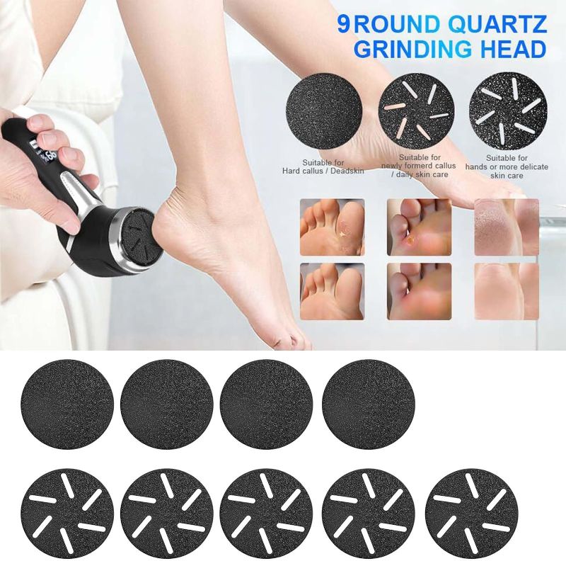 Photo 3 of Electric Callus Remover for Feet (with Dander Vacuum), Portable Pedicure Kit Foot File Callus Remover, Rechargeable Waterproof Foot File for Foot Care Deadskin Remover with 9Head&LCD Display