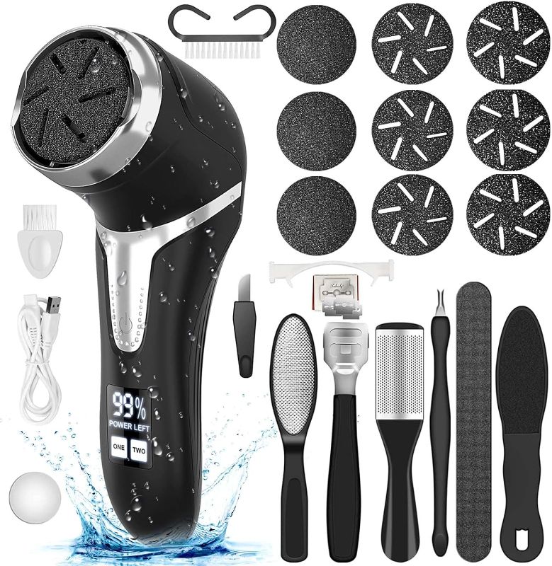 Photo 1 of Electric Callus Remover for Feet (with Dander Vacuum), Portable Pedicure Kit Foot File Callus Remover, Rechargeable Waterproof Foot File for Foot Care Deadskin Remover with 9Head&LCD Display