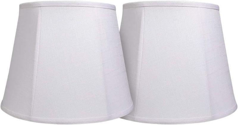 Photo 1 of (White, 10x14x10 inch) Double Tootoo Star White Lamp Shade Set of 2, Large Drum Lampshade for Floor Light and Table Lamp 10x14x10 inch, DIY Fabric Natural Linen Hand Crafted, Spider 