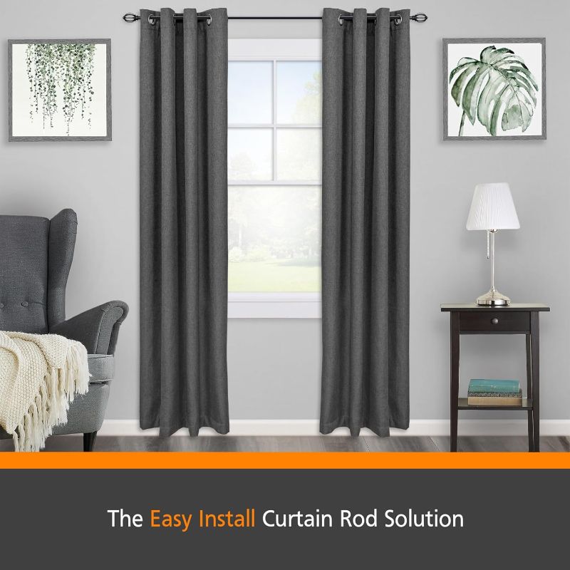Photo 1 of Kenney KN75240 Fast Fit Easy Install Lilly Cage Oblong Openwork End Decorative Window Curtain Rod, 36-66" Adjustable Length, Black Finish, 5/8" Diameter Steel Tube