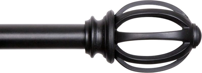 Photo 1 of Kenney KN75240 Fast Fit Easy Install Lilly Cage Oblong Openwork End Decorative Window Curtain Rod, 36-66" Adjustable Length, Black Finish, 5/8" Diameter Steel Tube