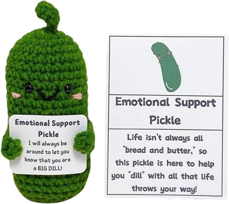 Photo 1 of Handmade Emotional Support Pickled Cucumber Gift Cute Crochet Christmas Pickle Knitting Doll Ornaments, Funny Reduce Pressure Pickle Toy Inspirational Gifts