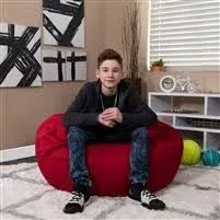 Photo 1 of Duncan - Refillable Oversized Bean Bag Chair - Red