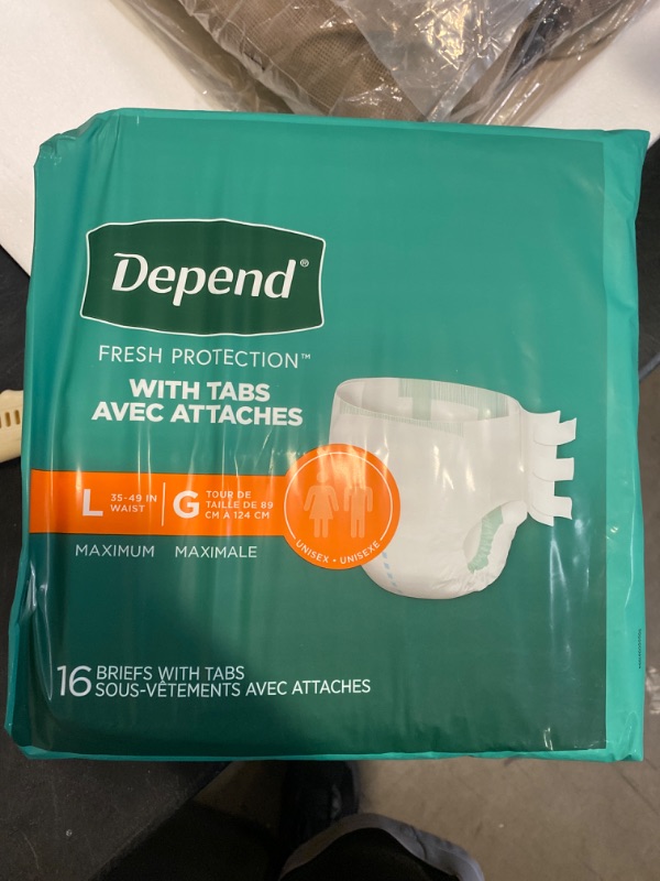 Photo 1 of Depend Protection with Tabs Large Maximum Absorbency, 16-Count Package