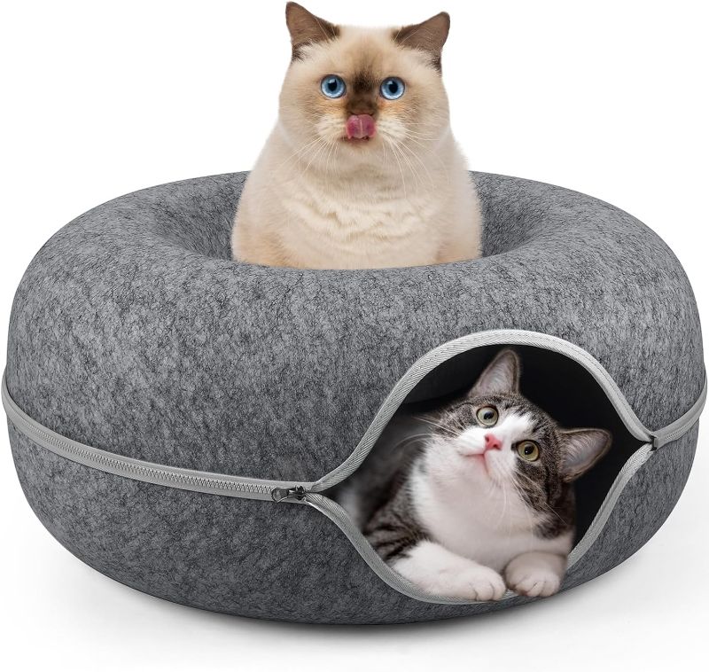 Photo 1 of Cat Tunnel Bed Peekaboo Cat Cave for Multiple Cats & Large Cats, Scratch Resistant & Washable & Detachable