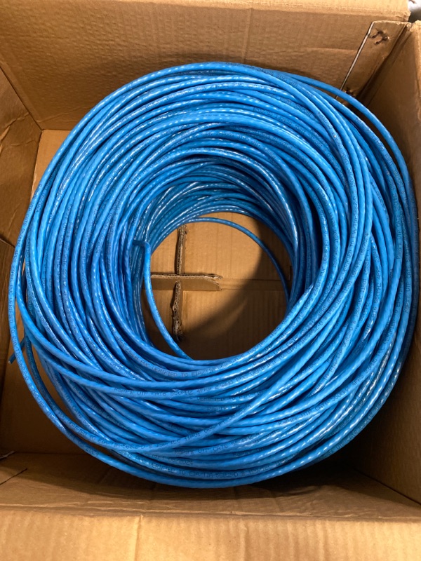 Photo 2 of Cat6 Ethernet Cable 1000ft, Cat6 ethernet Cable 23AWG Solid Bare Copper 10G Support, UTP cat6 Cable 550MHZ, cat 6 Cable 1000ft POE Support Blue Indoor Blue