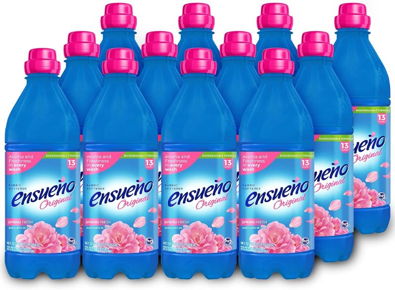 Photo 1 of Ensueño - Hypoallergenic Liquid Laundry Fabric Softener, Spring Fresh Scent - 22 Fl Oz And 13 Laundry Loads Per Bottle, Pack Of 12