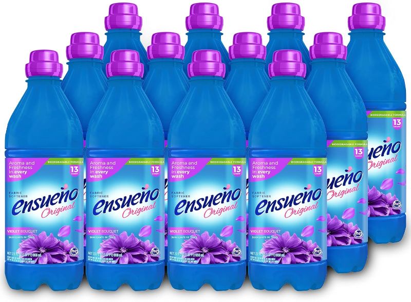 Photo 1 of Ensueño - Hypoallergenic Liquid Laundry Fabric Softener, violet bouquet Scent - 22 Fl Oz And 13 Laundry Loads Per Bottle, Pack Of 12