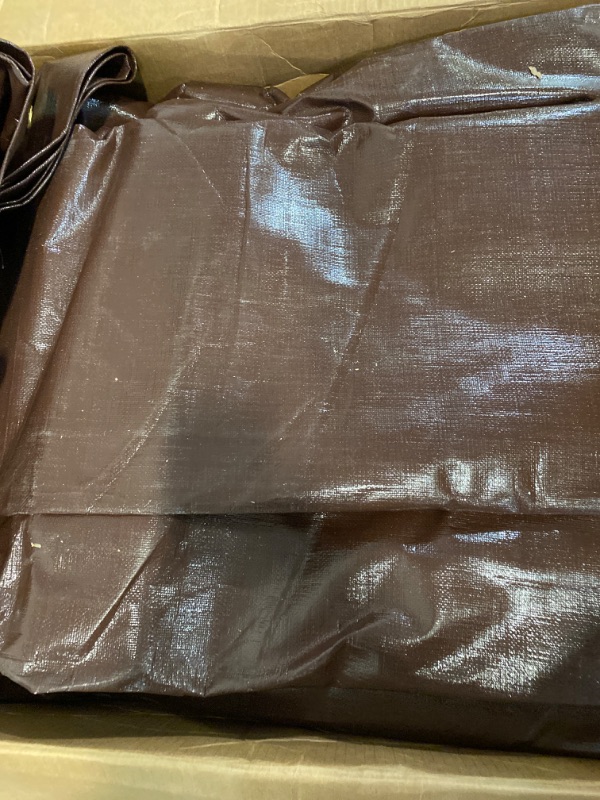 Photo 1 of 12' x 16' Super Heavy Duty 16 Mil Brown Poly Tarp Cover - Thick Waterproof, UV Resistant, Rip and Tear Proof Tarpaulin with Grommets and Reinforced Edges - by Xpose Safety